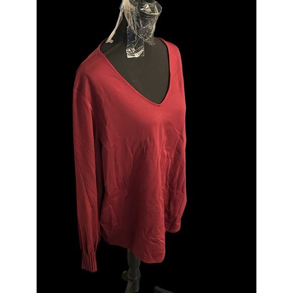CHICO'S Women’s (Size 3) Long Sleeve V-Neck Burgundy (See Pics) Shirt NWT - Picture 1 of 8